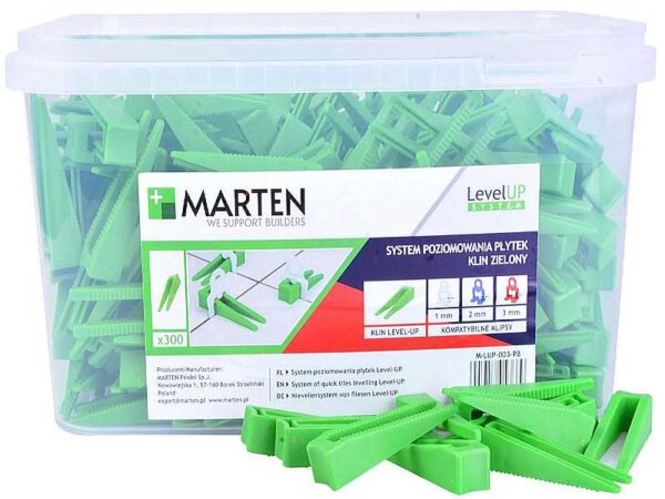 Marten System Poziomowania Płytek Level-Up Kliny Zielone 300szt